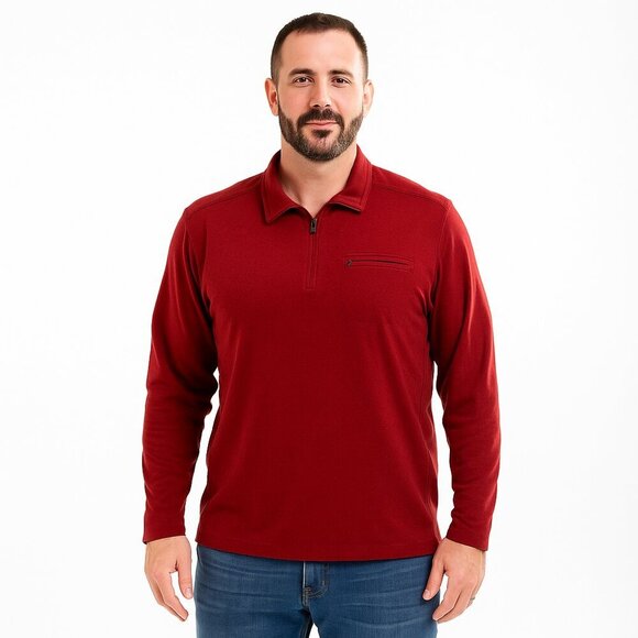 Columbia 1/4 Zip Sweater Large Rust Orange Titanium Outdoor Knit Pullover Men’s - Picture 1 of 11